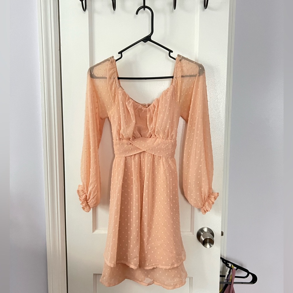 Peach Tie Flowy Dress